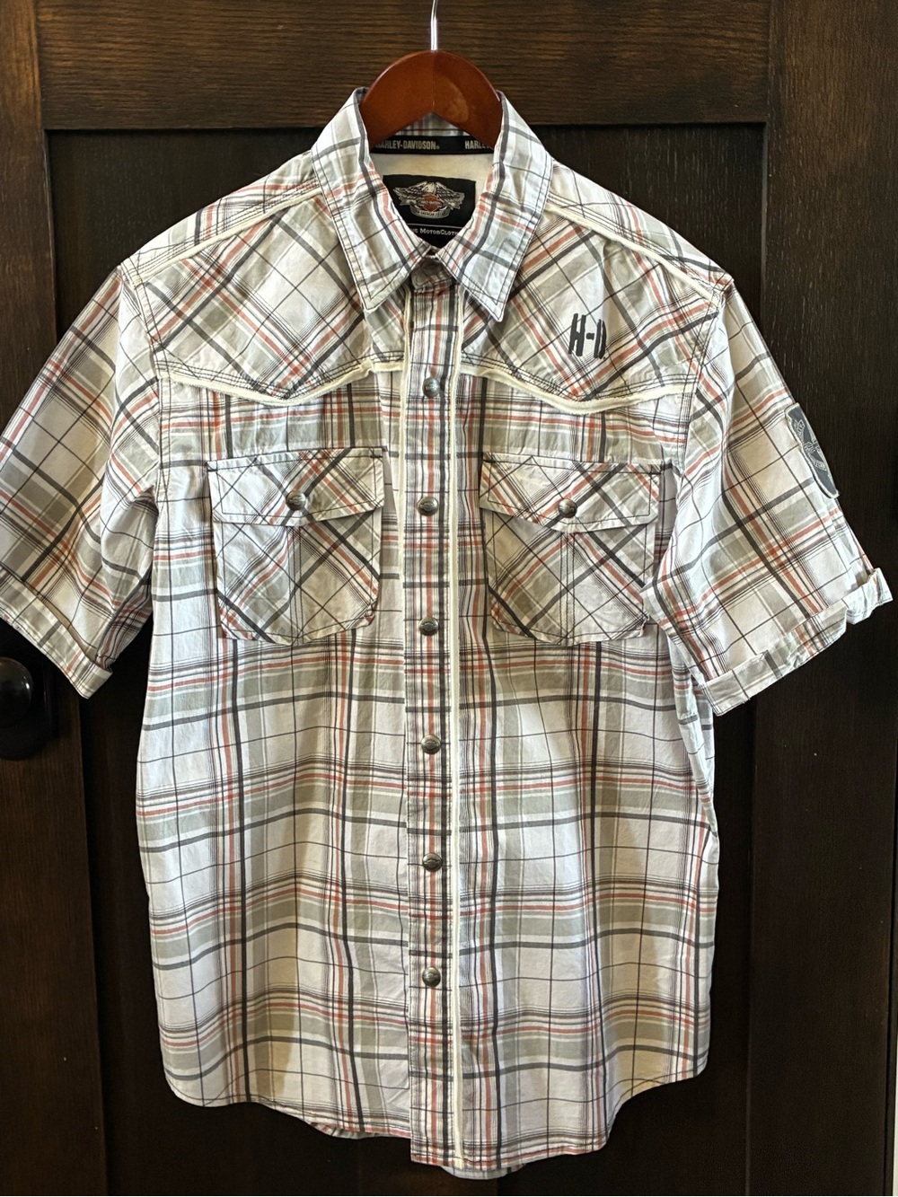 Harley-Davidson Men's Short Sleeve Plaid Button-Down Shirt